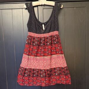 Free People Black and Red Mini Dress